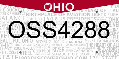 OSS4288 Ohio License Plate