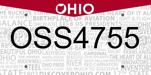 OSS4755 Ohio License Plate