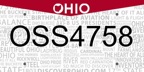 OSS4758 Ohio License Plate