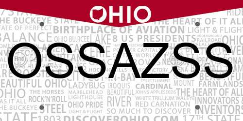 OSSAZSS Ohio License Plate