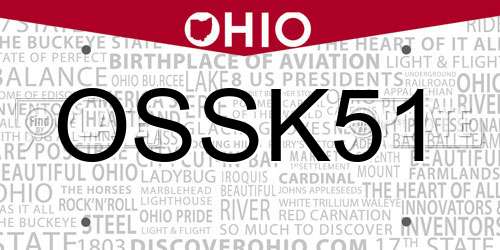 OSSK51 Ohio License Plate