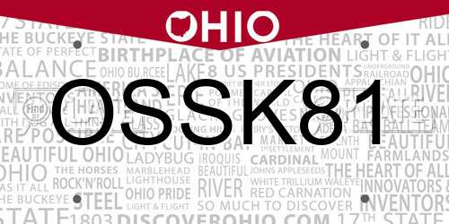 OSSK81 Ohio License Plate