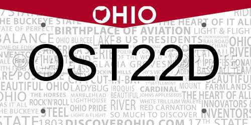 OST22D Ohio License Plate