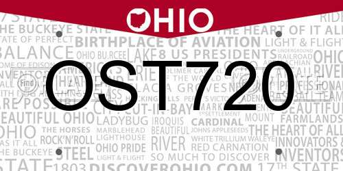 OST720 Ohio License Plate