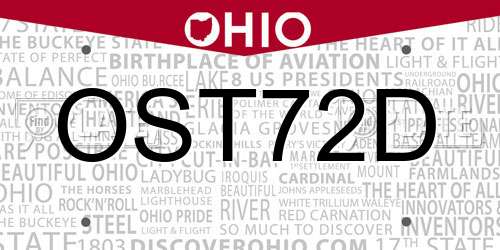 OST72D Ohio License Plate