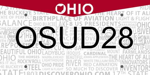 OSUD28 Ohio License Plate