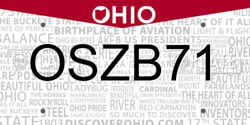 OSZB71 Ohio License Plate