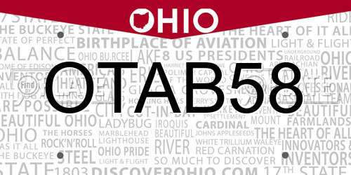 OTAB58 Ohio License Plate