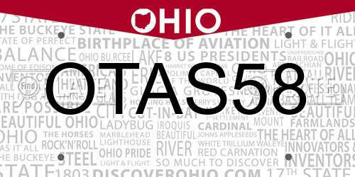 OTAS58 Ohio License Plate