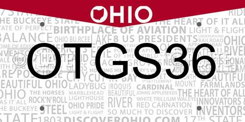 OTGS36 Ohio License Plate
