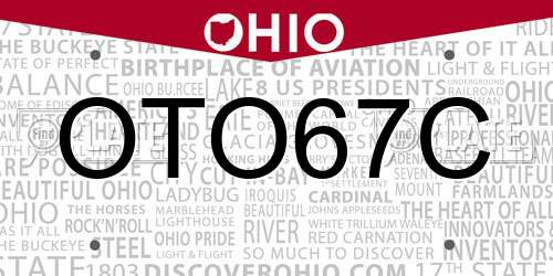 OTO67C Ohio License Plate