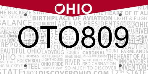 OTO809 Ohio License Plate