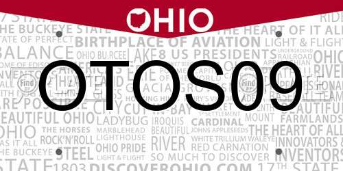 OTOS09 Ohio License Plate