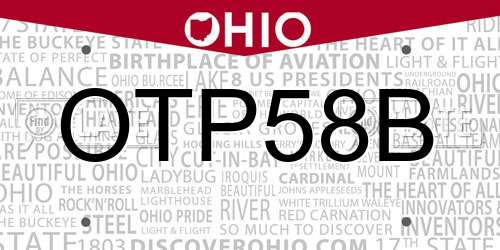 OTP58B Ohio License Plate