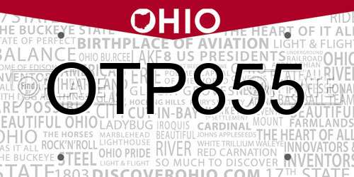 OTP855 Ohio License Plate