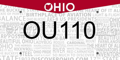 OU110 Ohio License Plate