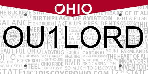 OU1LORD Ohio License Plate
