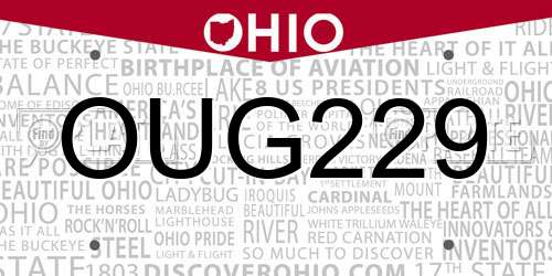 OUG229 Ohio License Plate