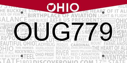 OUG779 Ohio License Plate