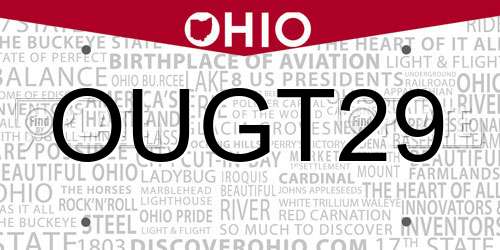 OUGT29 Ohio License Plate