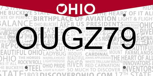 OUGZ79 Ohio License Plate