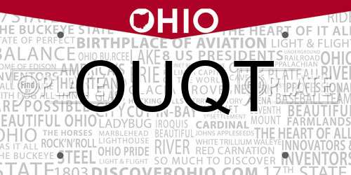 OUQT Ohio License Plate