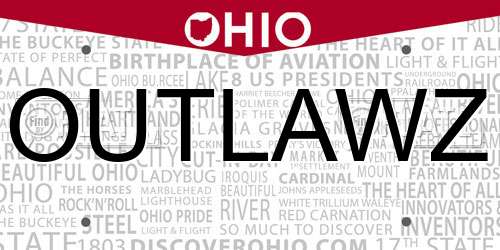 OUTLAWZ Ohio License Plate