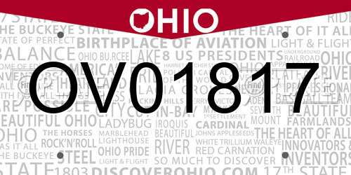 OV01817 Ohio License Plate