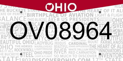 OV08964 Ohio License Plate