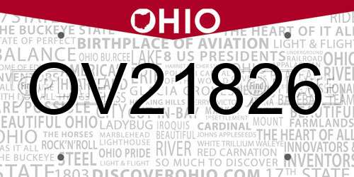 OV21826 Ohio License Plate