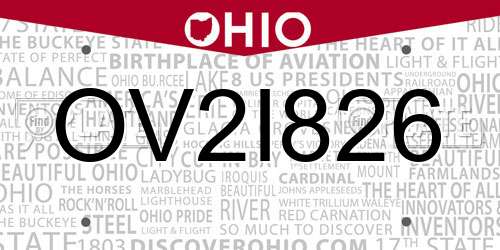 OV2I826 Ohio License Plate