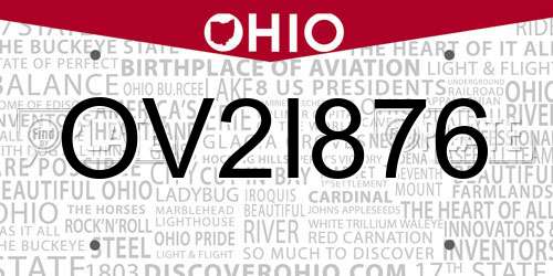 OV2I876 Ohio License Plate