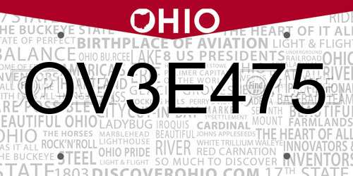 OV3E475 Ohio License Plate