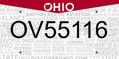 OV55116 Ohio License Plate