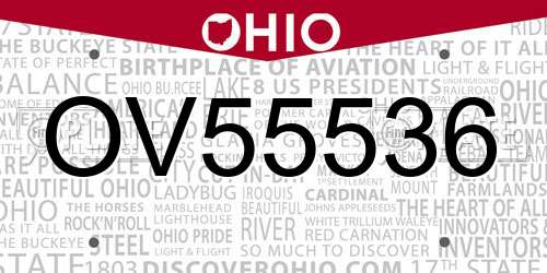 OV55536 Ohio License Plate
