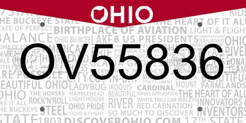 OV55836 Ohio License Plate