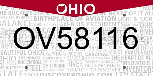 OV58116 Ohio License Plate