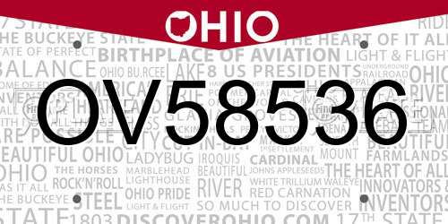 OV58536 Ohio License Plate