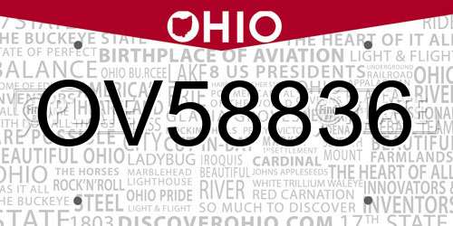 OV58836 Ohio License Plate