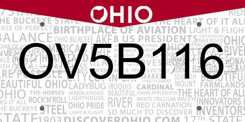OV5B116 Ohio License Plate