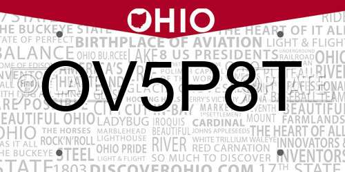 OV5P8T Ohio License Plate