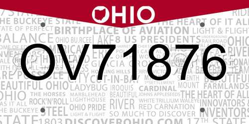 OV71876 Ohio License Plate