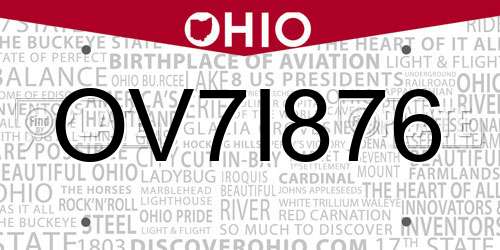 OV7I876 Ohio License Plate