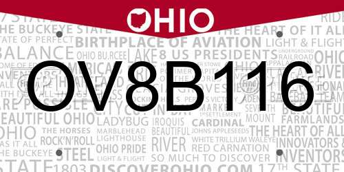 OV8B116 Ohio License Plate