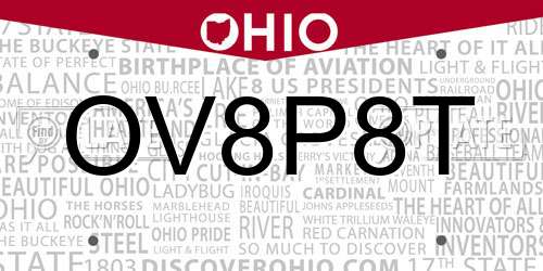 OV8P8T Ohio License Plate