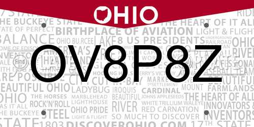 OV8P8Z Ohio License Plate