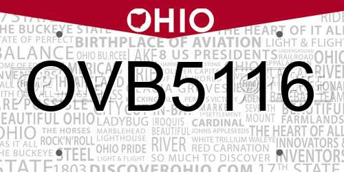 OVB5116 Ohio License Plate