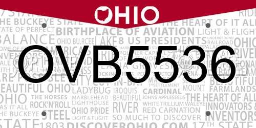 OVB5536 Ohio License Plate