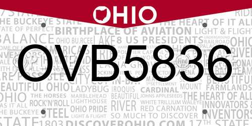 OVB5836 Ohio License Plate