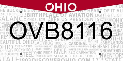 OVB8116 Ohio License Plate